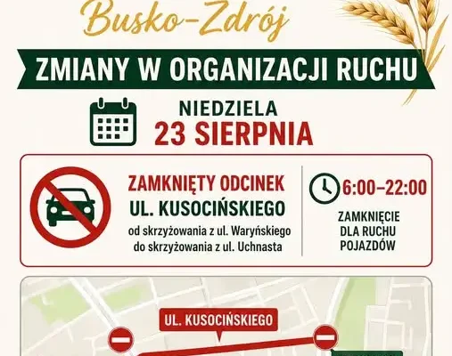 Zmiany w ruchu w Busku-Zdroju podczas Dożynek Gminnych