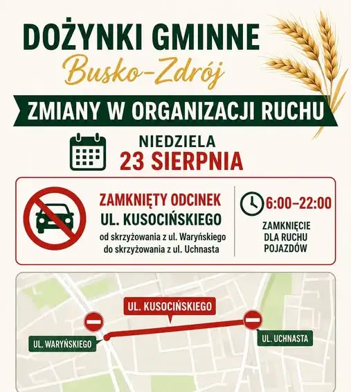 Zmiany w ruchu w Busku-Zdroju podczas Dożynek Gminnych