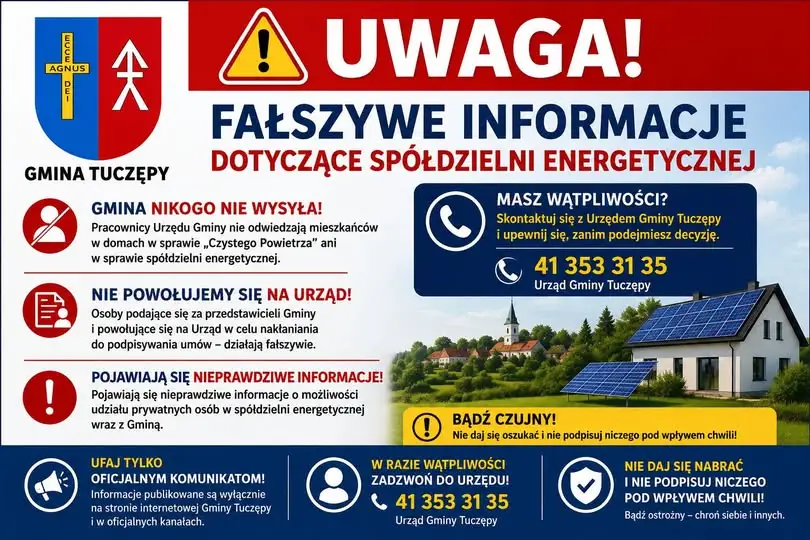 Uwaga na oszustów! Gmina Tuczępy ostrzega przed firmami oferującymi pomoc w programie Czyste Powietrze