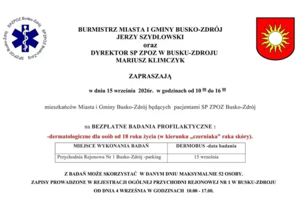 Bezpłatne badania dermatologiczne w Busku-Zdroju – zapisy już od 4 września