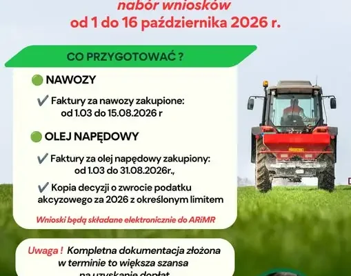 Rusza nabór wniosków o dopłaty do nawozów i oleju napędowego – sprawdź szczegóły