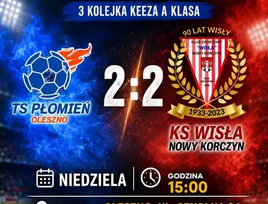 Remis w emocjonującym meczu: Płomień Oleszno 2:2 z Wisłą Nowy Korczyn