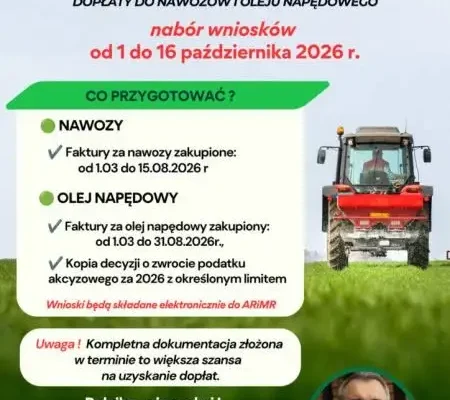 Dopłaty do nawozów i oleju napędowego: nabór od 1 do 16 października