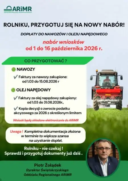 Dopłaty do nawozów i oleju napędowego: nabór od 1 do 16 października