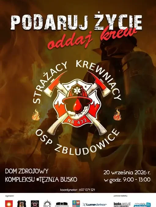 Strażacy Krewniacy w Busku-Zdroju – oddaj krew w Domu Zdrojowym 20 września