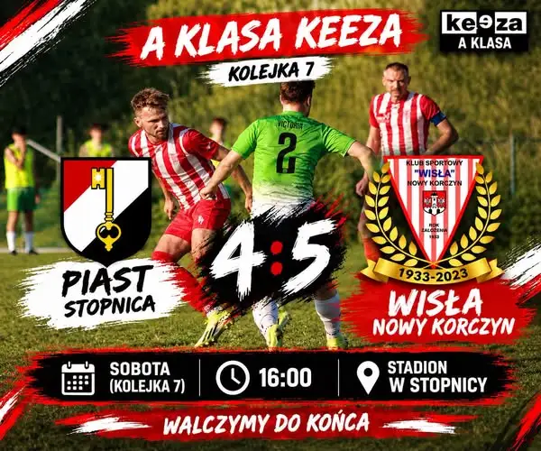 Derby dla Nowego Korczyna! Piast Stopnica pokonany 5:4 po dramatycznym meczu