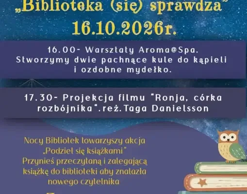 Noc Bibliotek 2026 w Nowym Korczynie – warsztaty, film i gry już 16 października