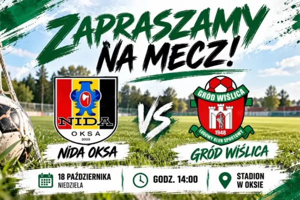 Gród Wiślica zagra na wyjeździe z Nidą Oksa. Kibice zaproszeni na niedzielny mecz