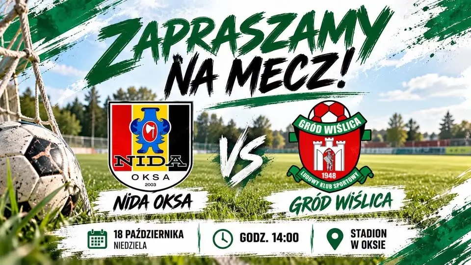Gród Wiślica zagra na wyjeździe z Nidą Oksa. Kibice zaproszeni na niedzielny mecz
