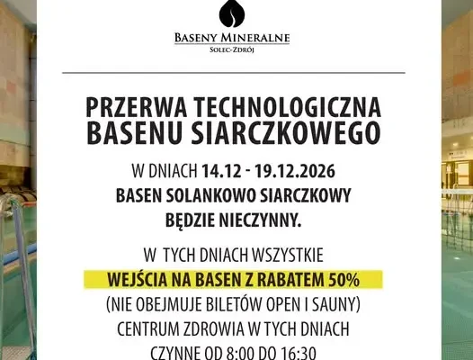 Basen solankowo-siarczkowy w Solcu-Zdroju z przerwą technologiczną w grudniu
